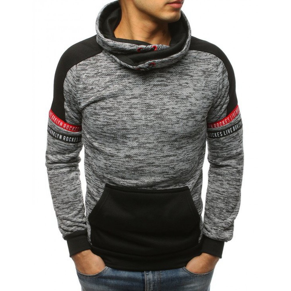 Pilkas vyriškas džemperis su juodomis ir raudonomis detalėmis "Tymur"