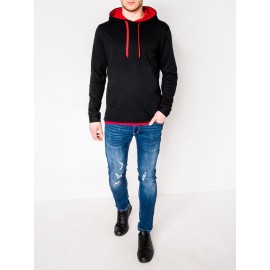 Vyriškas juodas su raudonu džemperis su gobtuvu "Camilo"